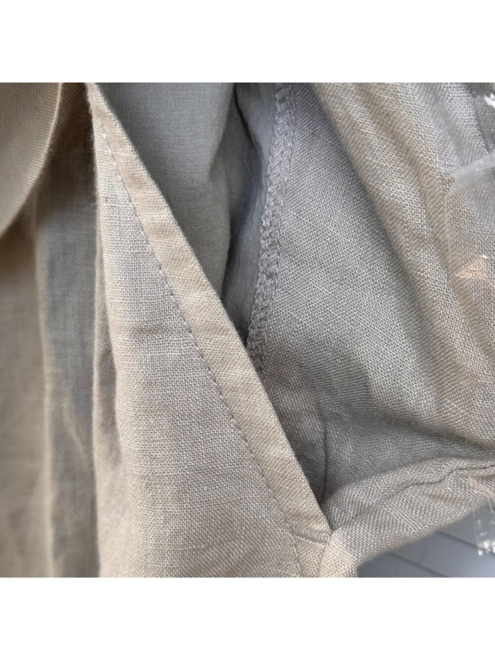 Everlane 100% Linen Wrap Jumpsuit Sz 10 Wide Leg Lagenlook Khaki Short Sleeve - Picture 15 of 16